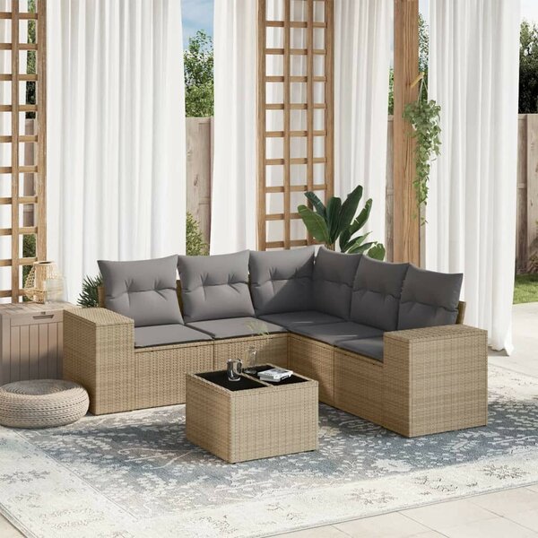VidaXL Polyrattan Kerti Ülőgarnitúra - 6 részes - Bézs