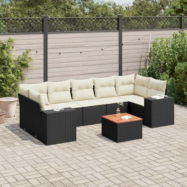 VidaXL Polyrattan Kerti Ülőgarnitúra - 8 részes - Fekete