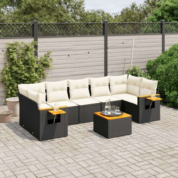 VidaXL Polyrattan Kerti Ülőgarnitúra - 8 részes - Fekete