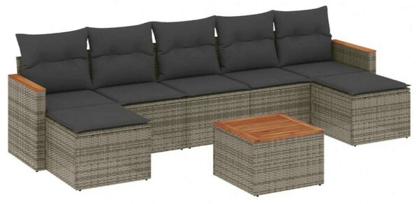 VidaXL Polyrattan Kerti Ülőgarnitúra - 8 részes - Szürke