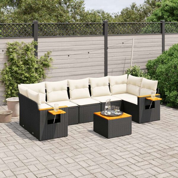 VidaXL Polyrattan Kerti Ülőgarnitúra - 8 részes - Fekete