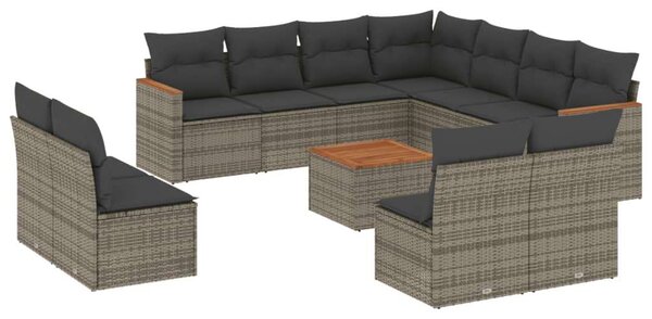 VidaXL Polyrattan Kerti Ülőgarnitúra - 12 részes - Szürke