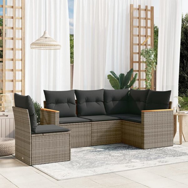 VidaXL 5 részes szürke polyrattan kerti ülőgarnitúra
