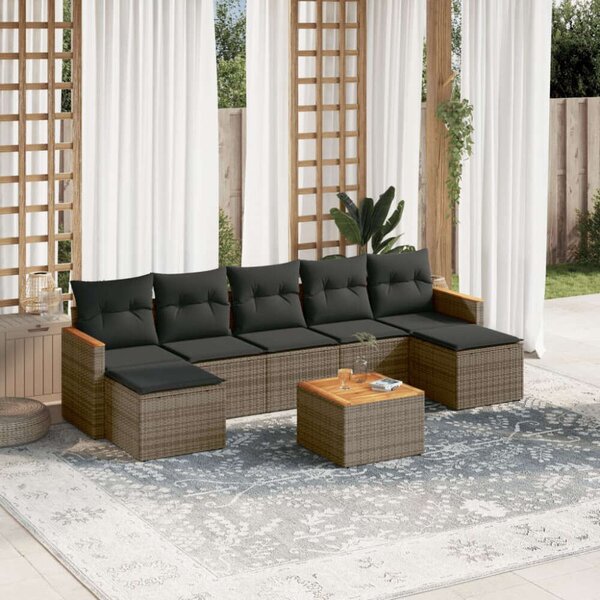 VidaXL Polyrattan Kerti Ülőgarnitúra - 8 részes - Szürke