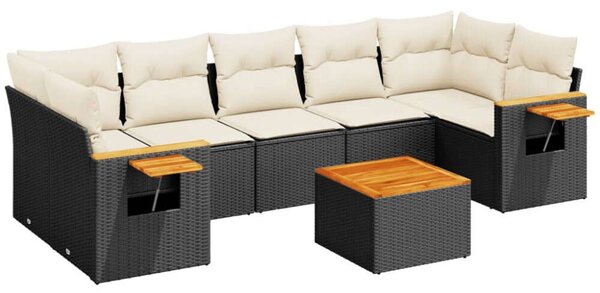 VidaXL Polyrattan Kerti Ülőgarnitúra - 8 részes - Fekete
