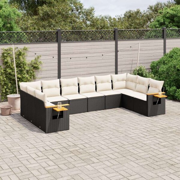 VidaXL Polyrattan Kerti Ülőgarnitúra - 10 részes - Fekete