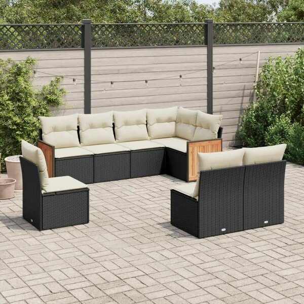 VidaXL Polyrattan Kerti Ülőgarnitúra - 8 részes - Fekete