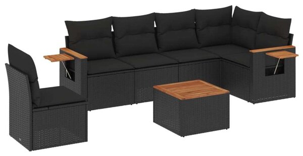 VidaXL Polyrattan Kerti Ülőgarnitúra - 7 részes - Fekete