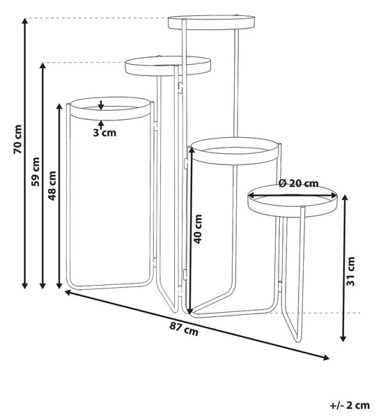 Virágállvány NANTEN 87 cm Fekete Fém