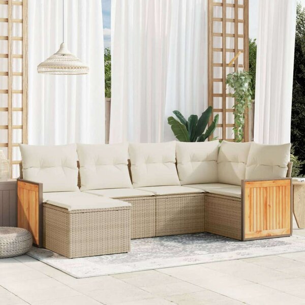 VidaXL Polyrattan Kerti Ülőgarnitúra - 6 részes - Bézs