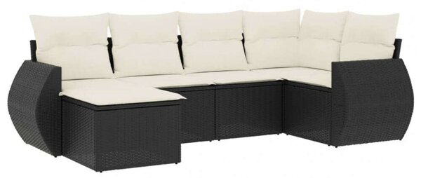 VidaXL Polyrattan Kerti Ülőgarnitúra - 6 részes - Fekete