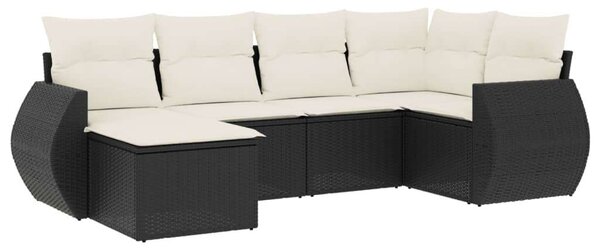 VidaXL Polyrattan Kerti Ülőgarnitúra - 6 részes - Fekete