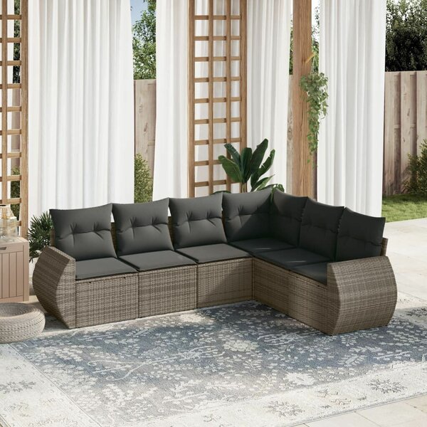 VidaXL 6 részes szürke polyrattan kerti ülőgarnitúra párnákkal