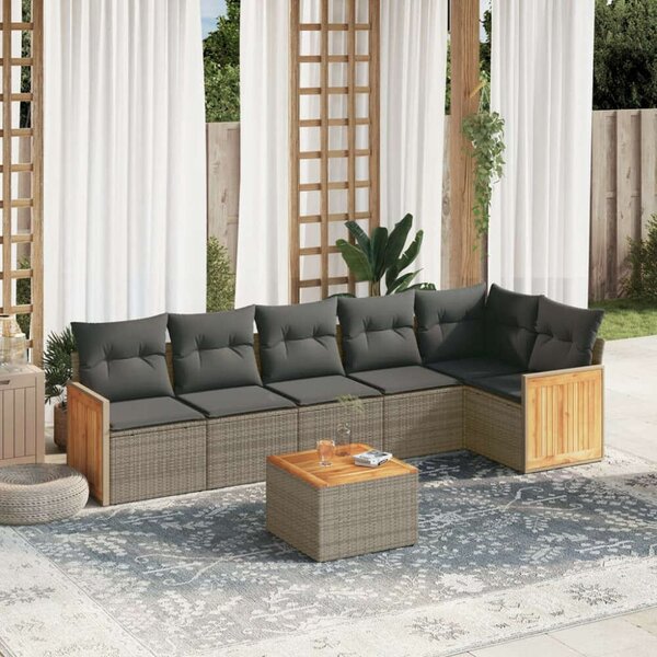 VidaXL 7 részes szürke polyrattan kerti ülőgarnitúra