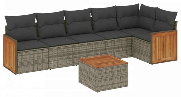 VidaXL 7 részes szürke polyrattan kerti ülőgarnitúra