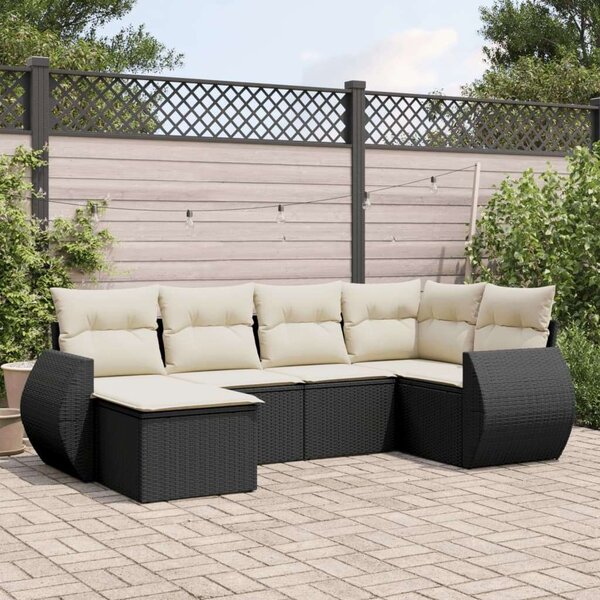 VidaXL Polyrattan Kerti Ülőgarnitúra - 6 részes - Fekete