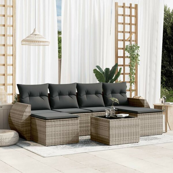 VidaXL Polyrattan Kerti Ülőgarnitúra - 7 részes - Szürke