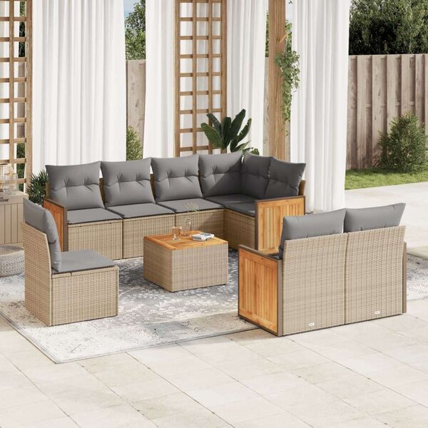 VidaXL Polyrattan Kerti Ülőgarnitúra - 9 részes - Bézs