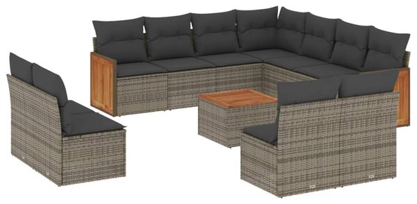 VidaXL Polyrattan Kerti Ülőgarnitúra - 12 részes - Szürke