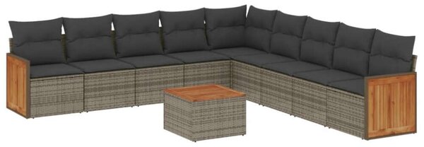 VidaXL Polyrattan Kerti Ülőgarnitúra - 10 részes - Szürke