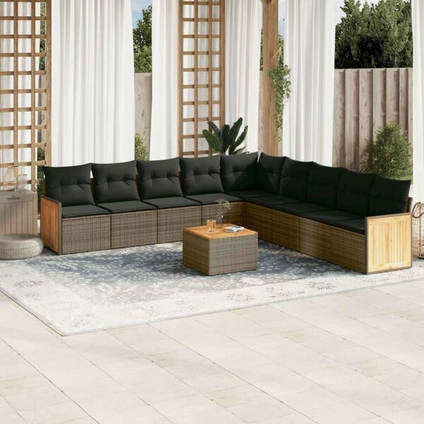 VidaXL Polyrattan Kerti Ülőgarnitúra - 10 részes - Szürke