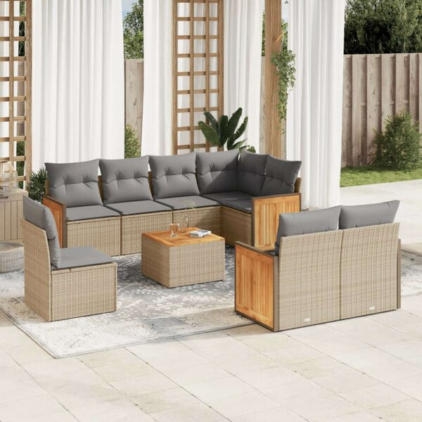 VidaXL Polyrattan Kerti Ülőgarnitúra - 9 részes - Bézs