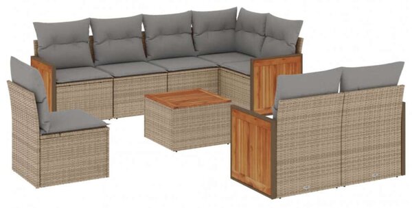 VidaXL Polyrattan Kerti Ülőgarnitúra - 9 részes - Bézs
