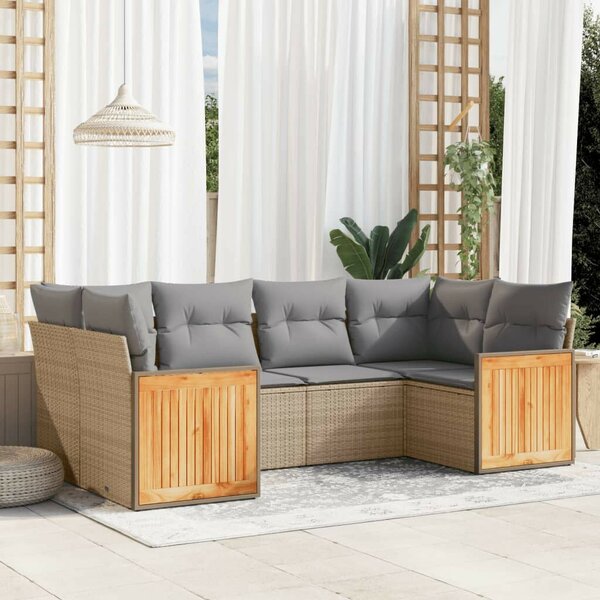 VidaXL Polyrattan Kerti Ülőgarnitúra - 6 részes - Bézs