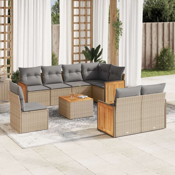VidaXL Polyrattan Kerti Ülőgarnitúra - 9 részes - Bézs