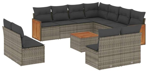 VidaXL Polyrattan Kerti Ülőgarnitúra - 12 részes - Szürke