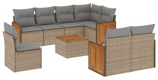 VidaXL Polyrattan Kerti Ülőgarnitúra - 9 részes - Bézs