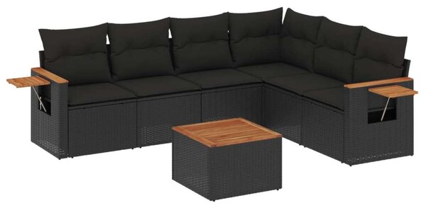 VidaXL Polyrattan Kerti Ülőgarnitúra - 7 részes - Fekete