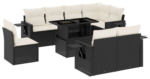 VidaXL Polyrattan Kerti Ülőgarnitúra - 9 részes - Fekete