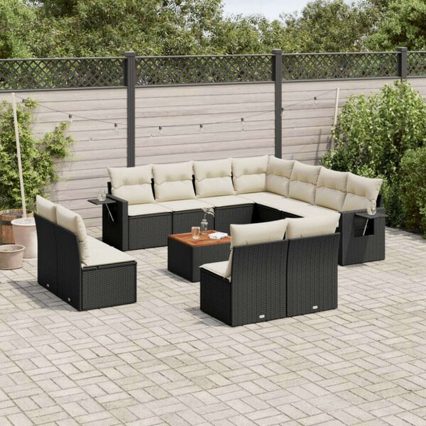 VidaXL Polyrattan Kerti Ülőgarnitúra - 12 részes - Fekete
