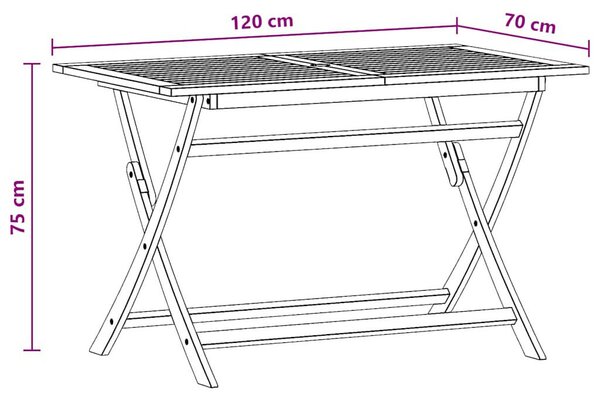 Tömör eukaliptuszfa összecsukható kerti asztal 120 x 70 x 75 cm