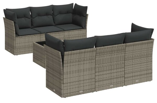 VidaXL Polyrattan Kerti Ülőgarnitúra - 7 részes - Szürke
