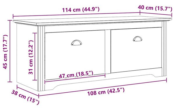 Előszoba pad BODO Méz barna 118 x 40 x 50 cm Szerelt Fa