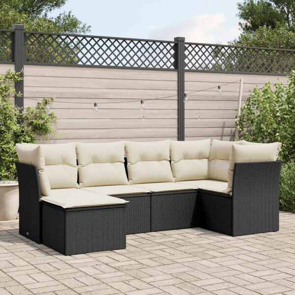VidaXL Polyrattan Kerti Ülőgarnitúra - 6 részes - Fekete