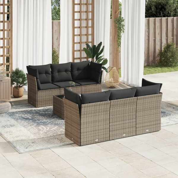 VidaXL Polyrattan Kerti Ülőgarnitúra - 7 részes - Szürke
