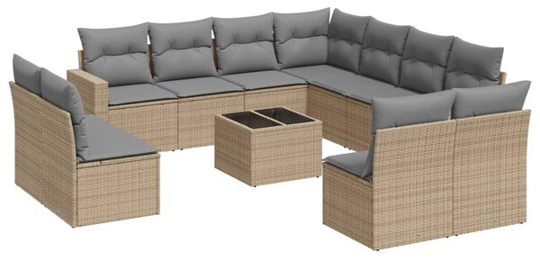 Polyrattan Kerti Ülőgarnitúra - 12 részes - Bézs