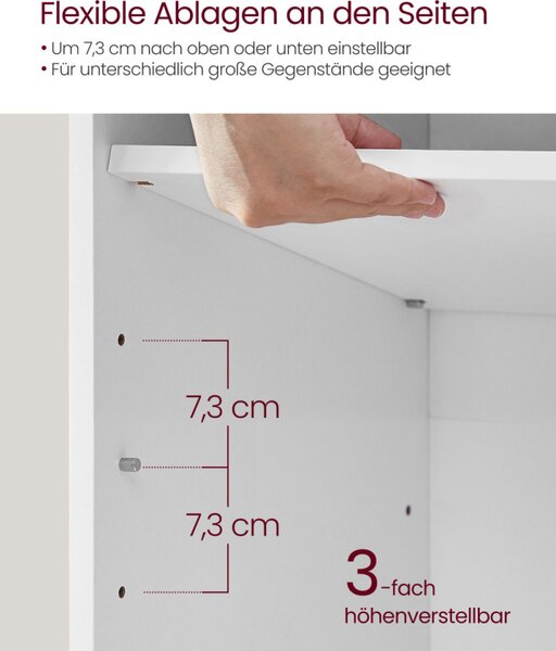 VASAGLE LHS012W14 Cipőspad Tárolórekeszekkel Párnázott Üléssel Fehér-Szürke