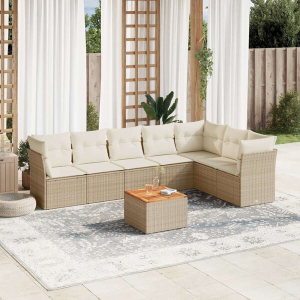 VidaXL Polyrattan Kerti Ülőgarnitúra - 8 részes - Bézs