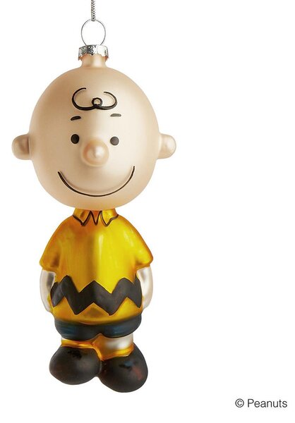 PEANUTS üveg karácsonyfadísz, Charlie Brown, 12 cm