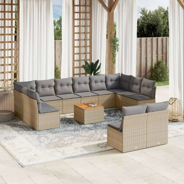 VidaXL Polyrattan Kerti Ülőgarnitúra - 13 részes - Bézs