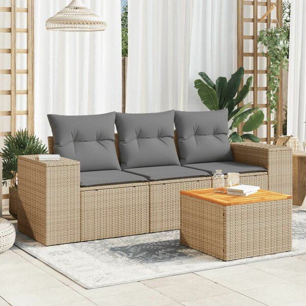 VidaXL Polyrattan Kerti Ülőgarnitúra - 4 Részes - Bézs