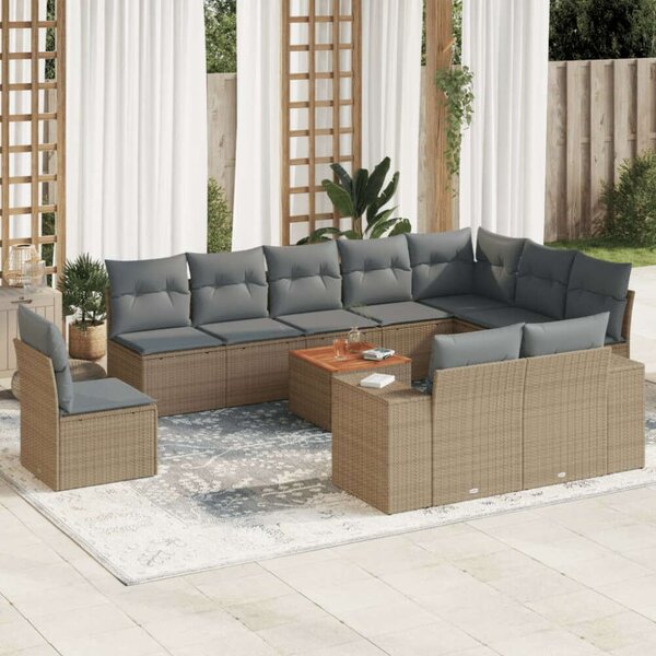 VidaXL Polyrattan Kerti Ülőgarnitúra - 11 részes - Bézs