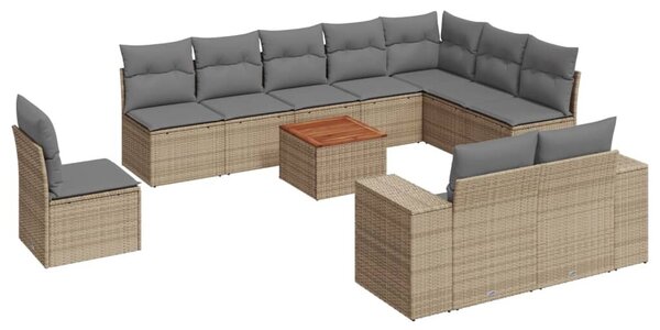 VidaXL Polyrattan Kerti Ülőgarnitúra - 11 részes - Bézs