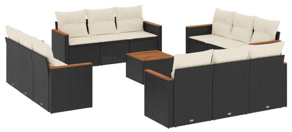 VidaXL Polyrattan Kerti Ülőgarnitúra - 13 részes - Fekete