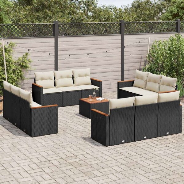 VidaXL Polyrattan Kerti Ülőgarnitúra - 13 részes - Fekete