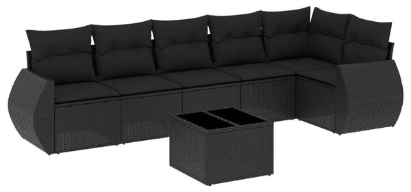 VidaXL 7 részes Kerti Ülőgarnitúra - Fekete Polyrattan
